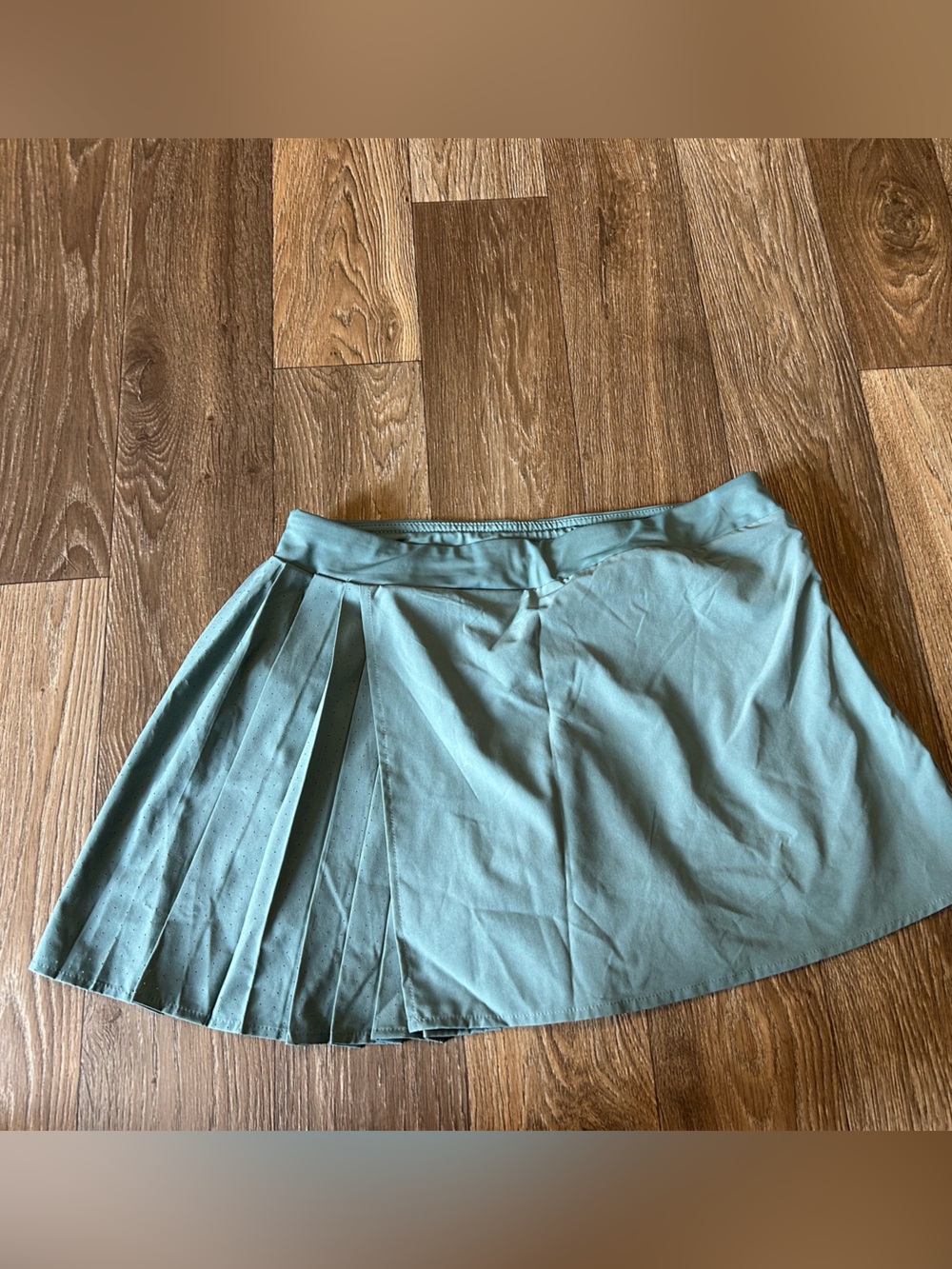 Pleated athletic Mini Skirt in Sage Green